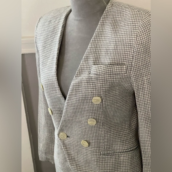 Vintage Jones New York Cream & Grey Houndstooth Blazer - Picture 5 of 14